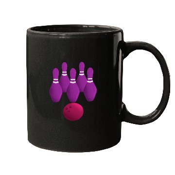 Discover Sport Bowling Purple Bowling Pins Ball Team Mugs