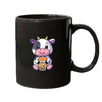 Discover Cow Pet Bubble Milk Tea Cow Cute Cow Drinking Boba Milk Tea 01 Mugs