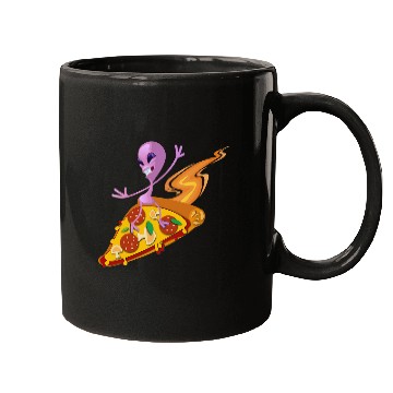 Discover Aliens UFO Pizza Loving Surfing Mugs