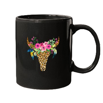 Discover Cow Pet BOHO Cow Bull Skull Leopard Gift For Cattle Lover Mugs