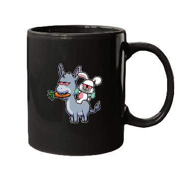 Discover Donkey Pet Easter Bunny Riding On Donkey Cute Easter Egg Hunt Kids Mugs