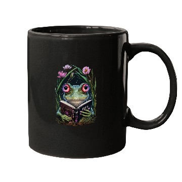 Discover Frog Pet Cottagecore Frog Toad Reading Book Reader Aesthetic Girls Mugs