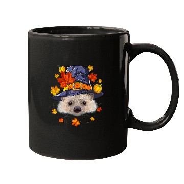 Discover Hedgehog Pet Pilgrim Hedgehogs Face Maple Leaf Fall Vibes Thanksgiving Day 054 Mugs