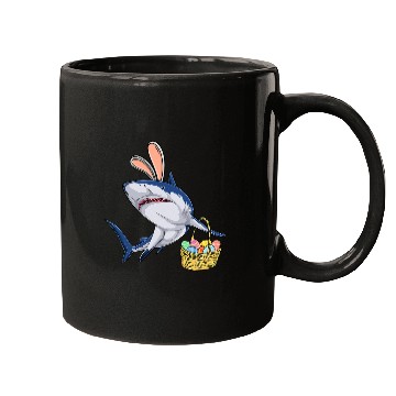 Discover Shark Pet with Easter Basket and Bunny Ears Happy Easter Mugs