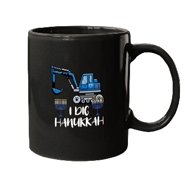 Discover Excavator Fun I Dig Hanukkah Excavator Construction Machine Lover Mugs