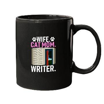 Discover Book Fun Wife Cat Mom Writer Author Book Writing 5 Mugs