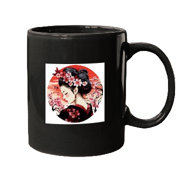 Discover Cherry Blossom Geisha Elegant Vector Design Mugs