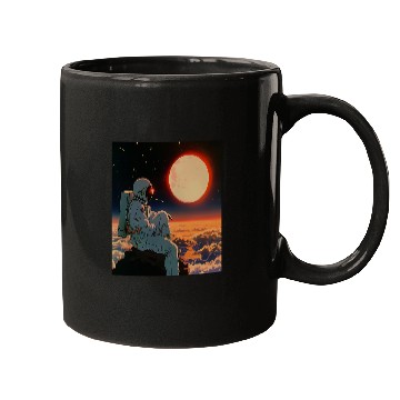 Discover Astronaut Job Retro 1990s Japanese Anime Space Astronaut Sun Rising Art 3 Mugs