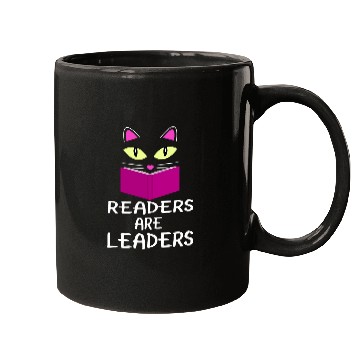 Discover Book Fun Cute Kitty Cat Face Readers Are Leaders Mugs