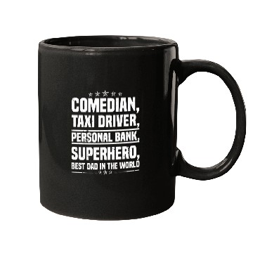 Discover Comedian Taxi Driver Personal Bank Superhero bests Dad Hero Mugs