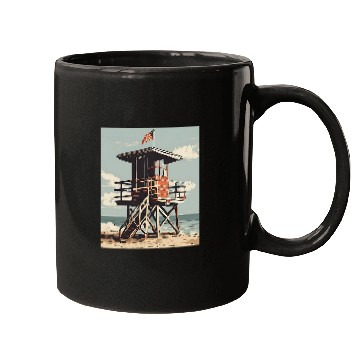 Discover vintages Lifeguard Tower 2Beach Graphic Mugs