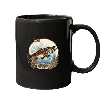 Discover Fishing Fun American US Flag With Fly Fishing Brook Trout Fish 8 Mugs