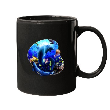 Discover Dolphin Pet Gift Underwater Ocean Dolphin Coral Fish Mugs