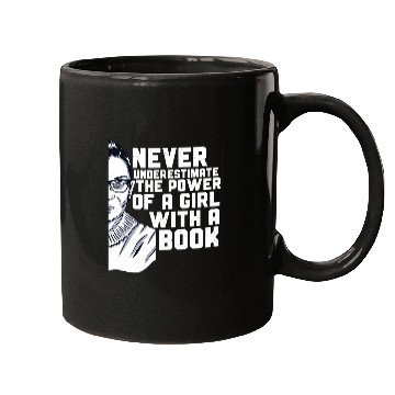 Discover Book Fun Ruth Bader Ginsburg RBG Quote Girl With a Book Feminist 1 6 Mugs