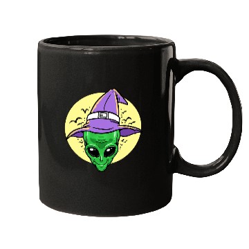 Discover Aliens UFO Wizard Witch Halloween Mugs