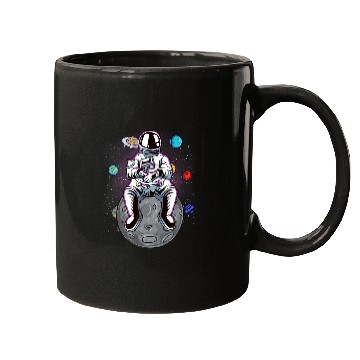 Discover Astronaut Job sitting on the Moon Solar System Spaceman Mugs