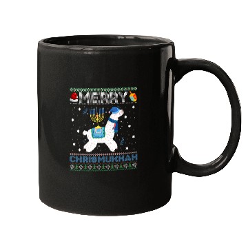 Discover Llama Pet Ugly xmass Sweater Merry Chrismukkah Cute Llama In Santa Hat 9 Mugs