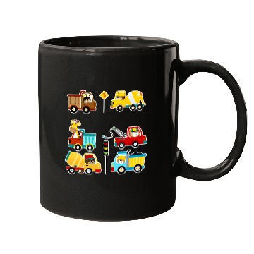 Discover Excavator Fun boy vehicles construction site children Mugs