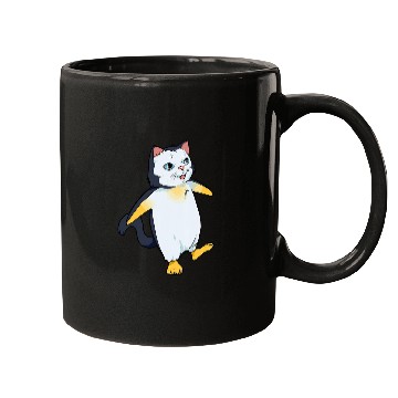 Discover Penguin Pet Funny penguin illustration with a cat face on it Mugs