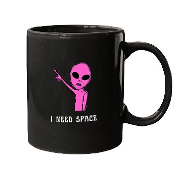Discover Aliens UFO Cute Pink and Black Funny Meme I Need Space Mugs