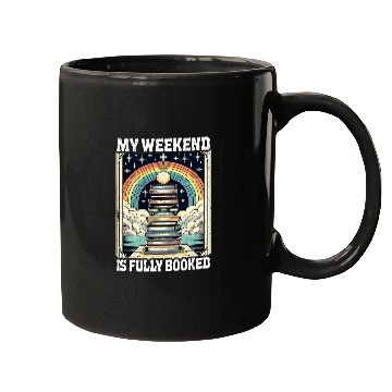 Discover Book Fun My Weekend Is Fully Booked Book Rainbow Reading Bookworm 2 Mugs