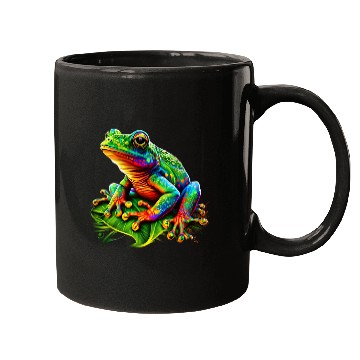 Discover Frog Pet Colorful Frog Toad Lover Rainbow Amphibian Cute Retro Green Mugs