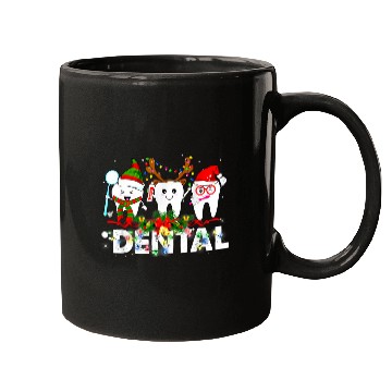 Discover dentists Job Hygienist Christmas Dental Squad Reindeer Santa Hat Mugs