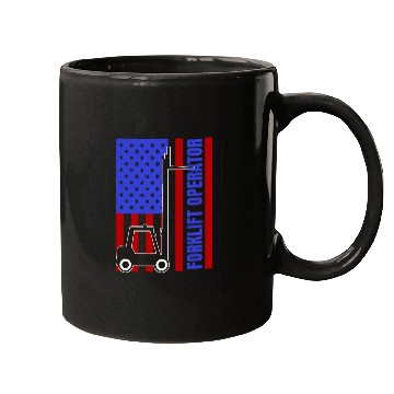 Discover Forklift Fun Driver Certified Operator American Flag Patriotic Mugs