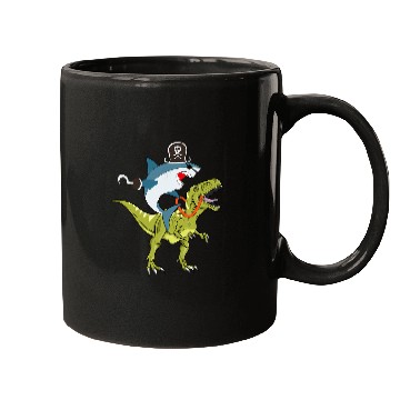 Discover Dinosaur Pet Shark Funny Pirate Shark Riding A Mugs