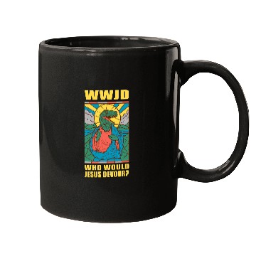 Discover Dinosaur Pet WWJD Who Would Jesus Devour a Jesus Trex Mugs