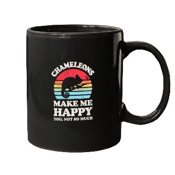 Discover Chameleon Pet Make Me Happy Funny Lizard Reptile Lover Retro Mugs