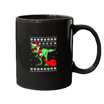 Discover Dinosaur Pet with Santa Hat Ugly Christmas Pajamas Sweater T Rex Mugs