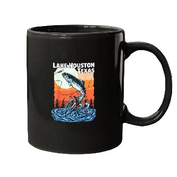 Discover Fishing Fun Summer Retro Sunset Texas Houston Lake5 Mugs