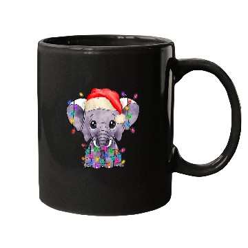 Discover Elephant Mammal Christmas Light Funny Elephant Lover Xmas Mugs