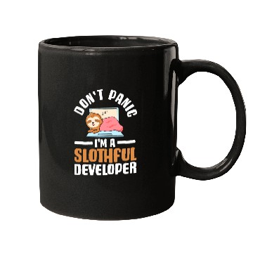 Discover Sloth Pet Gift Software Developer Dont Panic Im a Slothful Developer Mugs