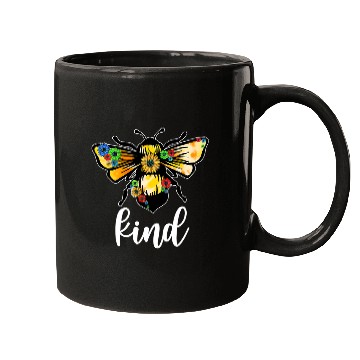 Discover Autism Puzzle Bee Kind Sunflower Mugs