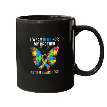 Discover Autism Puzzle Brother Sibling Tee Autism Awareness Butterfly Puzzle Mugs