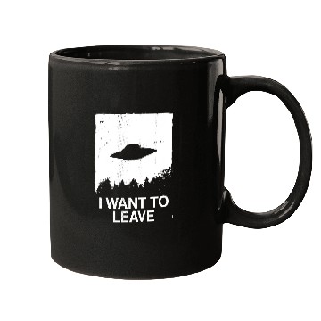 Discover Aliens UFO I Want To Leave Distressed Simple Silhouette Alien UFO Mugs