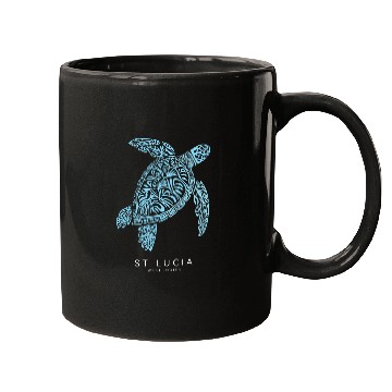 Discover Turtle Pet St Lucia Tribal Sea Turtle Scuba Diving Vintage Saint Lucia Mugs