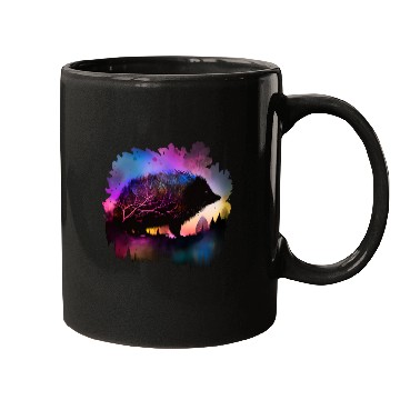 Discover Hedgehog Pet Colorful Wilderness Nature Hedgehog Reflection Mugs