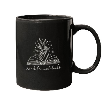 Discover Book Fun Read Banned Books Floral Botanical Book Design Mugs