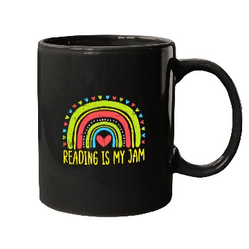 Discover Book Fun rainbow reading is jam teacher librarian Mugs
