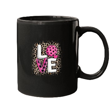 Discover Sport Pickleball Pink Love Pickleball Cute Pickleball Lover Leopard Print Mugs