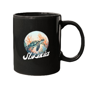 Discover Turtle Pet St Lucia Patriotic Turtle Illustration Mugs
