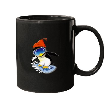Discover Penguin Pet Snowboarding Surfer Winter Hat Mugs
