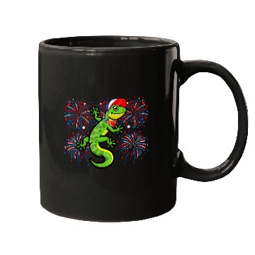 Discover Gecko Pet 4th Of July American Flag Fireworks Costume Animal Mugs