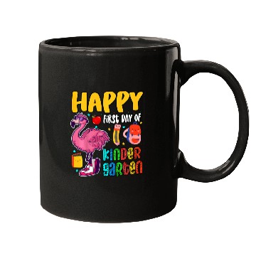 Discover Flamingo Pet Kids Funny Happy First Day Of Kindergarten Kinder Pink Mugs