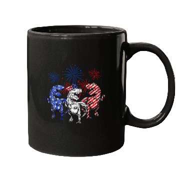 Discover Dinosaur Pet Red White Blue T rexs Dinosaur Firework 4th Of July Patriotic Mugs