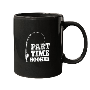 Discover Fishing Fun Mens Funny Full Time Dad Part Time Hooker Bass Fishermen Mugs
