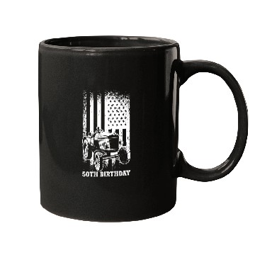 Discover Tractor Fun driving 50th Birthday 50 Years US Flag Tractor Driver Mugs